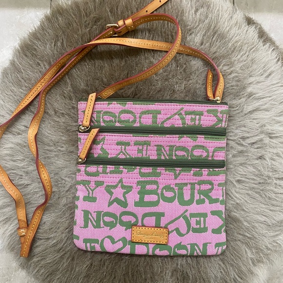 Dooney & Bourke Handbags - Dooney & Bourke Pink and Green Lettered Bag